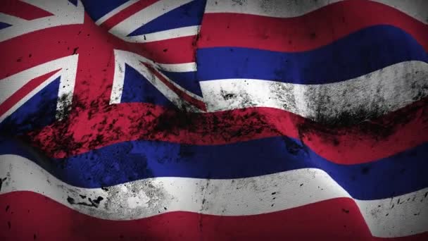 Hawaii Eua Estado Grunge Bandeira Acenando Loop Estados Unidos América — Vídeo de Stock
