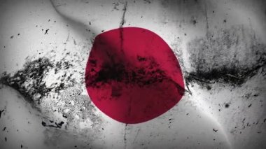 Japonya grunge bayrak sallama döngüsü. Japon kirli bayrağı rüzgarda dalgalanıyor.