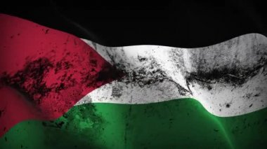 Jordan grunge bayrak sallama döngüsü. Ürdün kirli bayrağı rüzgarda dalgalanıyor.