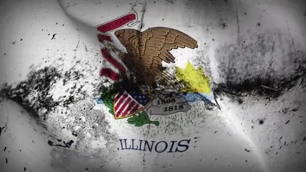 Illinois State Grunge Vlag Zwaaien Lus Verenigde Staten Van Amerika — Stockvideo