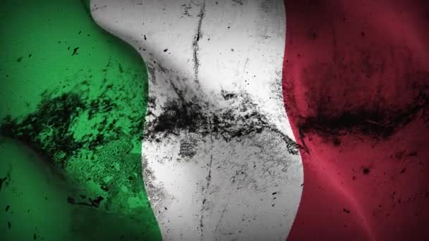 Italie Drapeau Grunge Agitant Boucle Drapeau Sale Italien Souffle Sur — Video