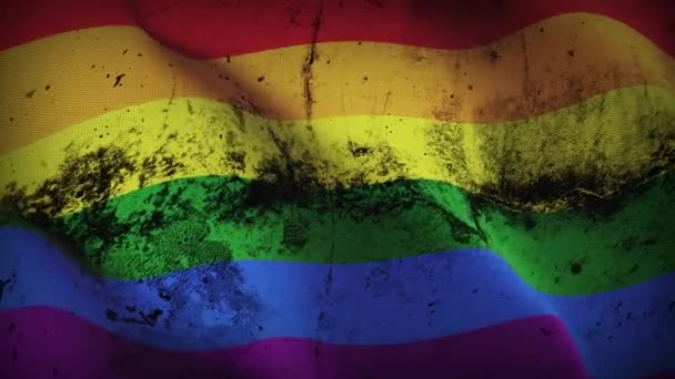 Lgbt Grunge Flag Macha Pętlą Lesbijki Gej Biseksualiści Transseksualiści Brudna — Wideo stockowe