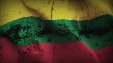 Litvanya grunge bayrak sallama döngüsü. Litvanya 'nın kirli bayrağı rüzgarda dalgalanıyor.