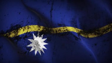 Nauru grunge bayrak sallama döngüsü. Nauruan kirli bayrağı rüzgarda dalgalanıyor.