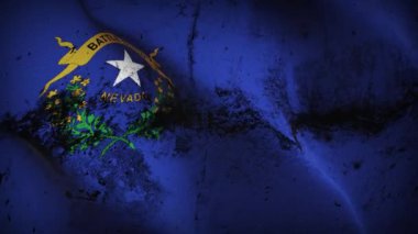 Nevada Eyaleti grunge bayrak sallama döngüsü. Amerika Birleşik Devletleri Nevada kirli bayrağı rüzgarda dalgalanıyor.