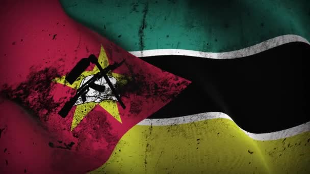 Σημαία Grunge Μοζαμβίκη Κυματίζει Βρόχο Βρώμικη Σημαία Της Μοζαμβίκης Που — Αρχείο Βίντεο