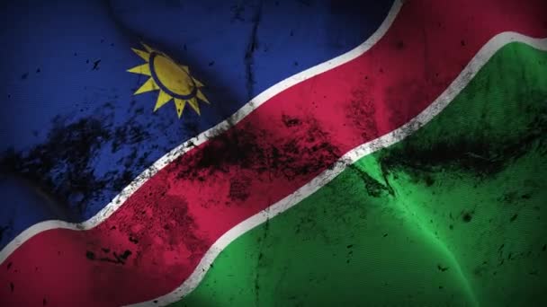 Namibia Grunge Flag Sventola Loop Bandiera Sporca Namibiana Che Soffia — Video Stock