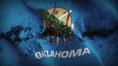 Oklahoma US State grunge bayrak sallama döngüsü. Amerika Birleşik Devletleri Oklahoma Rüzgarda dalgalanan kirli bayrak.