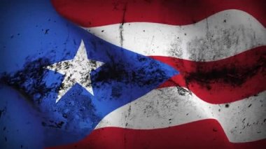 Porto Riko Eyaleti grunge bayrak sallama döngüsü. Amerika Birleşik Devletleri Porto Riko kirli bayrağı rüzgarda dalgalanıyor.