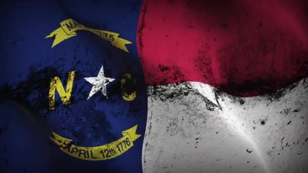 North Carolina State Grunge Vlag Zwaaien Lus Verenigde Staten Van — Stockvideo