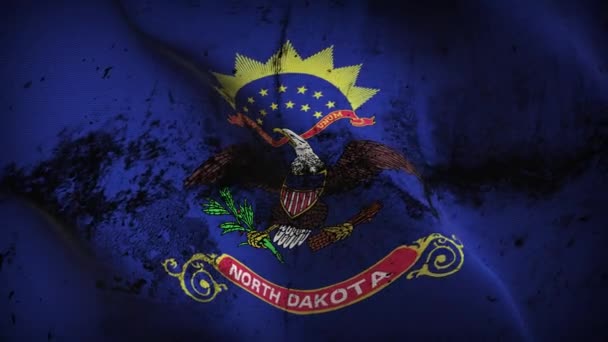 Kuzey Dakota Eyaleti Grunge Bayrak Sallama Döngüsü Amerika Birleşik Devletleri — Stok video