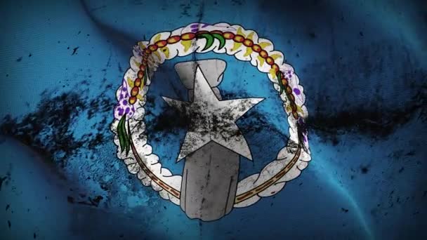 Northern Mariana Islands State Grunge Flag Sventola Loop Stati Uniti — Video Stock