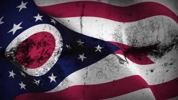 Ohio Stati Uniti Bandiera Grunge Anello Sventolando Stati Uniti America — Video Stock
