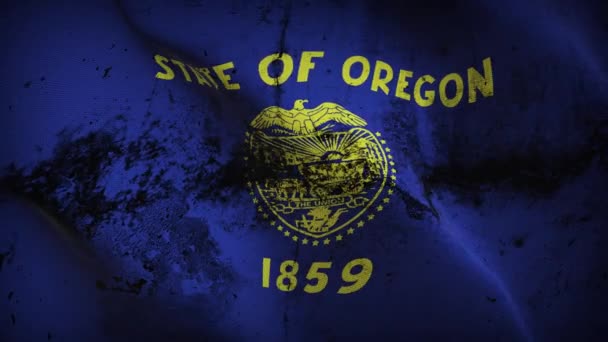 Oregon State Grunge Bayrak Sallama Döngüsü Amerika Birleşik Devletleri Oregon — Stok video