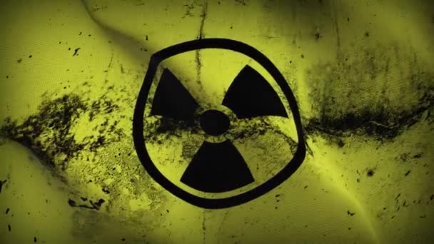 Radioaktív Grunge Zászló Hullámzó Hurok Radioaktív Piszkos Zászló Fúj Szél — Stock videók