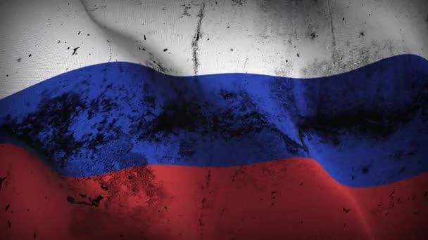 Rússia Grunge Bandeira Acenando Loop Bandeira Suja Russa Soprando Vento — Vídeo de Stock