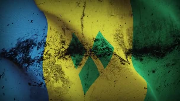 Сент Винсент Гранж Флаг Гренадин Машут Петлей Сент Винсент Гренадины — стоковое видео