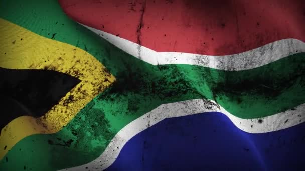 Güney Afrika Grunge Bayrak Sallama Döngüsü Güney Afrika Kirli Bayrağı — Stok video