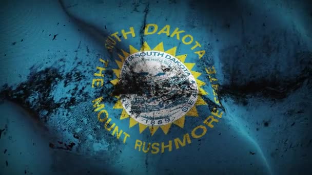 Güney Dakota Eyaleti Grunge Bayrak Sallama Döngüsü Amerika Birleşik Devletleri — Stok video