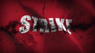 Kırmızı grunge bayrağını salla. Kırmızılı bayrağı rüzgarda dalgalandır..