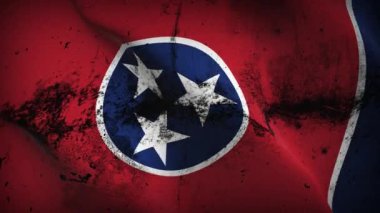 Tennessee Us State grunge bayrak sallama döngüsü. Amerika Birleşik Devletleri Tennessee kirli bayrağı rüzgarda dalgalanıyor.
