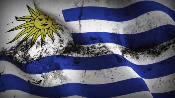 Uruguay Drapeau Grunge Agitant Boucle Drapeau Sale Uruguayen Souffle Sur — Video