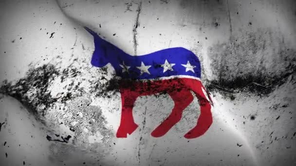 Vereinigte Staaten Demokratische Partei Symbol Grunge Flagge Schwenken Schleife Demokratisches — Stockvideo