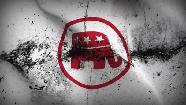 Vereinigte Staaten Republikanisches Parteilogo Grunge Flagge Schwenkende Schleife Vereinigte Staaten — Stockvideo