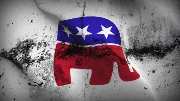 Egyesült Államok Republikánus Párt Szimbólum Grunge Zászló Lengő Hurkot Amerikai — Stock videók