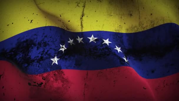 Venezuela Grunge Zászló Lengő Hurok Venezuelai Piszkos Zászló Fúj Szél — Stock videók