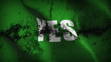 Evet grunge bayrak sallama döngüsü. Evet, rüzgarda dalgalanan kirli bayrak.