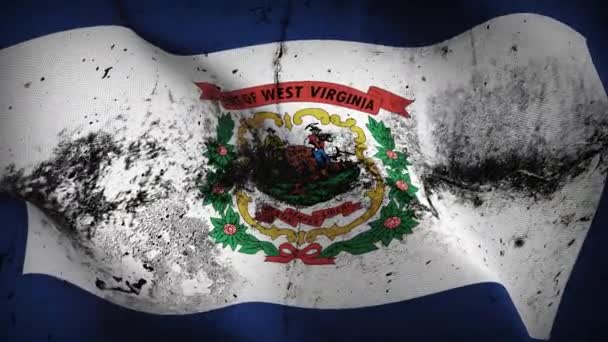 West Virginia State Grunge Flag Waving Loop Estados Unidos América — Vídeo de stock