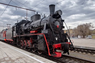 Vintage buhar tren resmi geçit zafer günü onuruna
