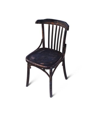 vintage eski ahşap sandalye beyaz zemin üzerine izole