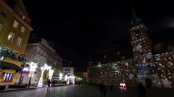 Διακοσμήσεις Χριστουγέννων στην Βαρσοβία, Πολωνία. — Αρχείο Βίντεο