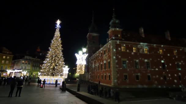 Warschau kasteel in kerstsfeer. — Stockvideo
