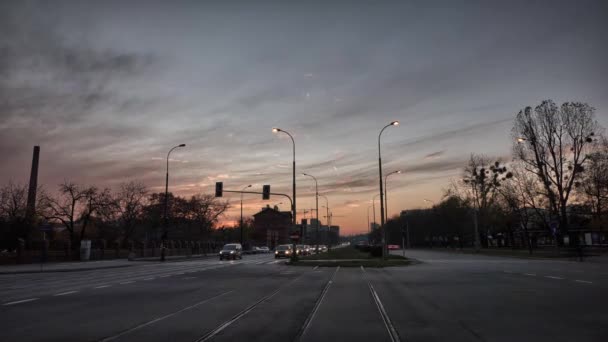 Straten van Warschau time-lapse. — Stockvideo