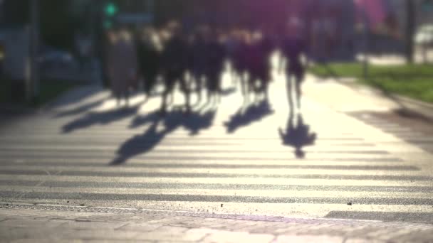 Onherkenbaar voetgangers op straat. — Stockvideo