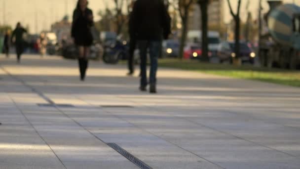 Unerkennbare Menschen auf der Straße. — Stockvideo