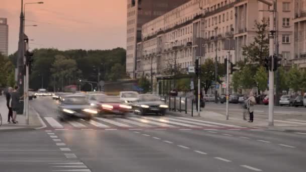 Strade di Varsavia time lapse . — Video Stock