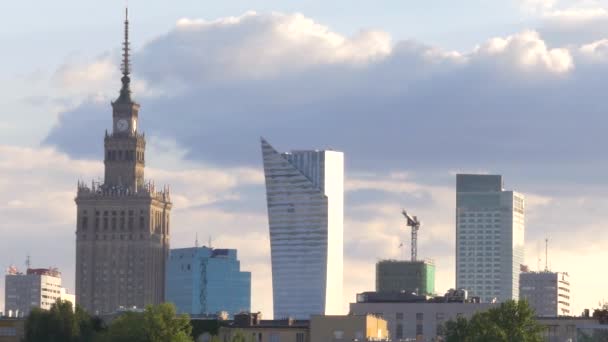 Panorama över warszawa. — Stockvideo