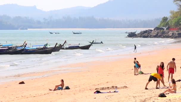 Thailand Februari 2016 Vackra Thailändska Beach Blå Himmel Över Vilda — Stockvideo