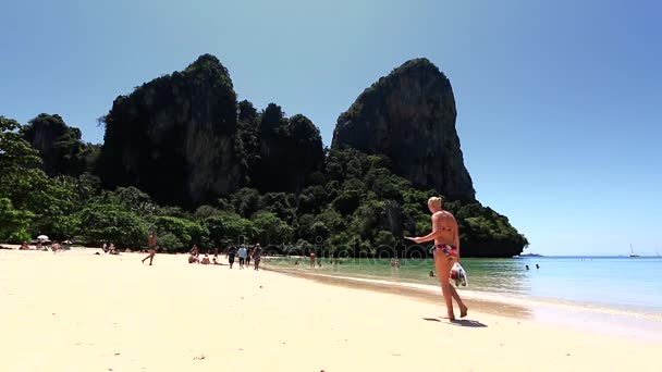 Prachtige Thai strand. Railay Beach in de buurt van Krabi. Volledige Hd-beelden. — Stockvideo