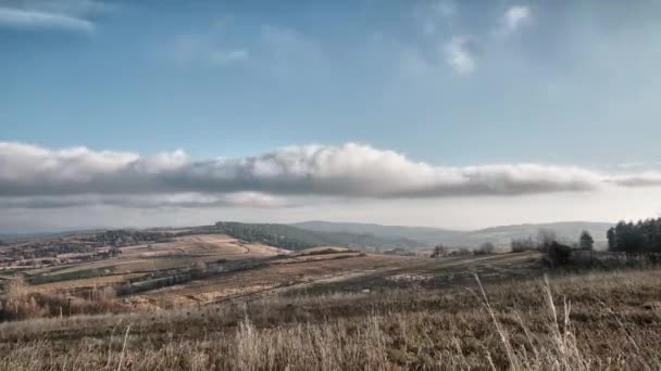 Poland Komancza Date 11162015 Beautiful Hills Utumn Light Clouds Moving — Stock Video