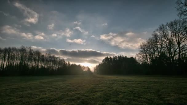 Padang Rumput Eropa Timur Awan Bergerak Langit Full Hdr Waktu — Stok Video