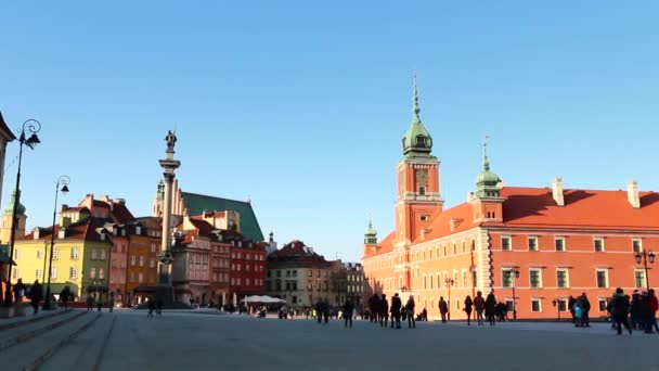 Ciudad Vieja y Columna Vasa en Varsovia . — Vídeos de Stock