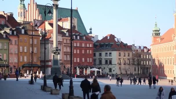 Старый город и колонна Васа в Варшаве . — стоковое видео