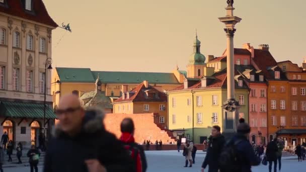 Architectuur van Warschau in warm zonsondergang licht. — Stockvideo