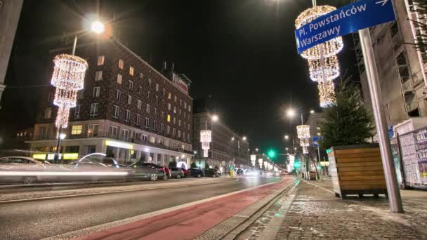 European street time lapse in Full HD. Tempo di percorrenza Varsavia . — Video Stock