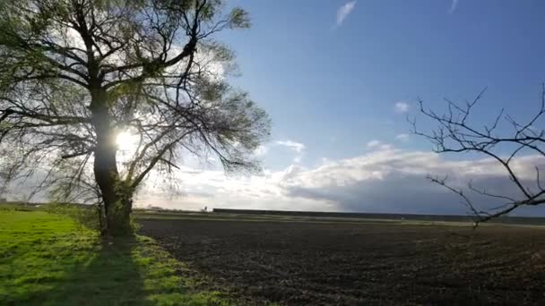 Bahar Avrupa'da - yeşil ve mavi dolu manzara — Stok video